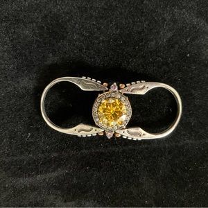 Reversible Ring Sz 6 round cut citrine and pink tourmaline 925 sterling silver